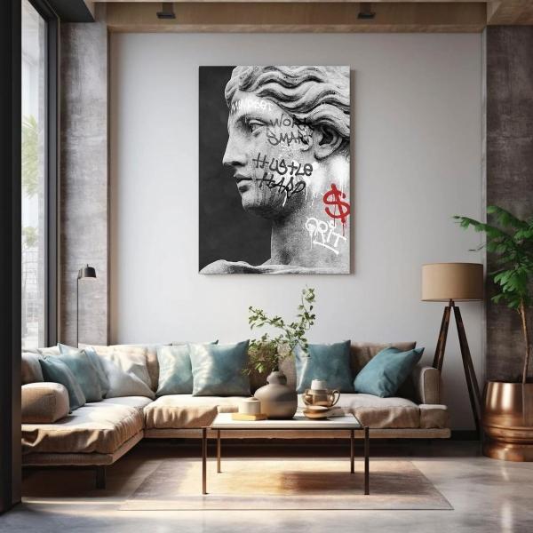 Cuadro Estatua Ángel Moderno Graffiti Grande Canvas 140x90cm