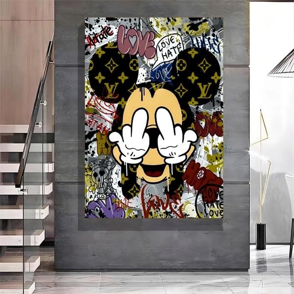 Cuadro Mickey Mouse Graffiti Canvas Grueso 70x100 Hd Premium