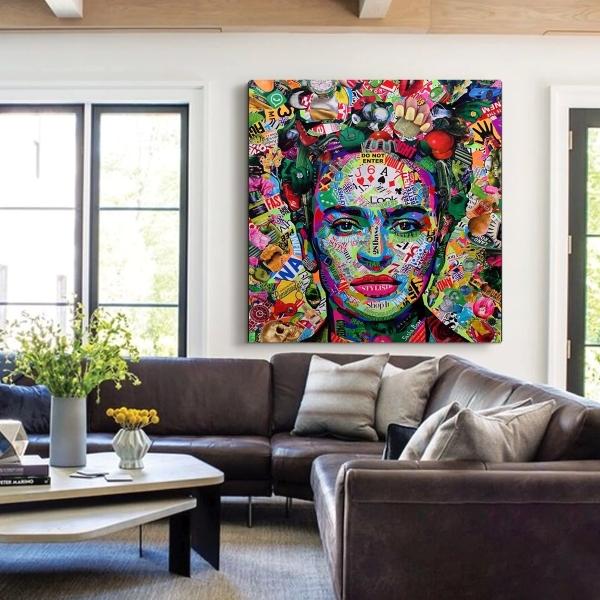 Cuadro Frida Kahlo Graffiti Canvas Grueso 90x80cm Premium Hd