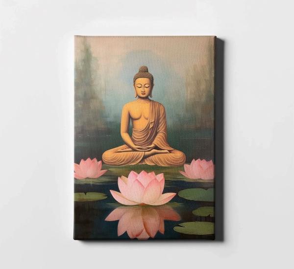 Cuadros Buda Vintage Yoga Loto Zen En Marco Lienzo Canvas