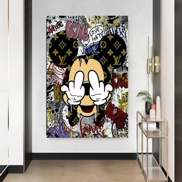 Cuadro Mickey Mouse Graffiti Canvas Grueso 70x100 Hd Premium