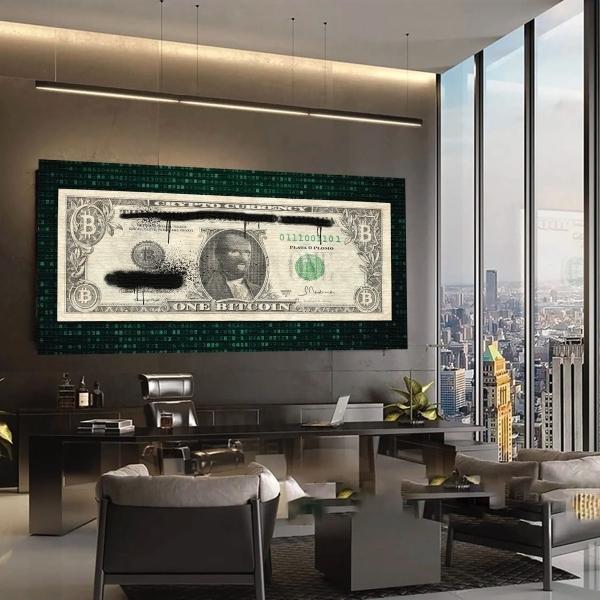 Mega Billete Crypto Bitcoin Cuadro Canvas Matrix 140x80 Xgde