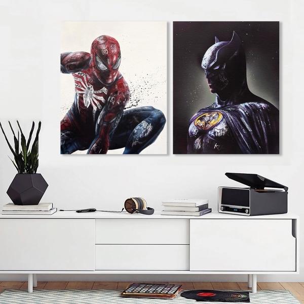 Set Cuadros Batman Spiderman Graffiti Style Canvas Artistico