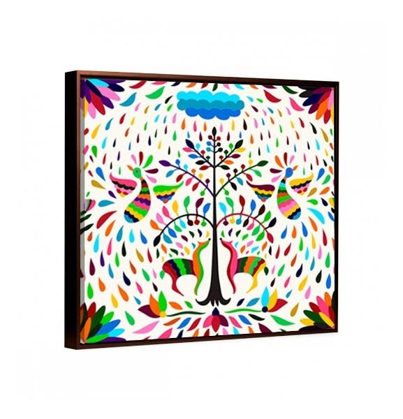 Cuadro Arte Mexicano Arbol De La Vida Colores Otomi Canvas