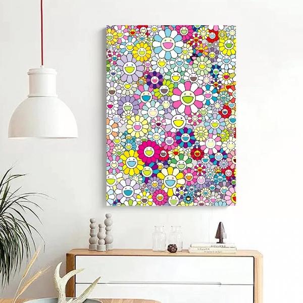 Arte De Takashi Murakami Cuadro Canvas Flores Happy Flowers