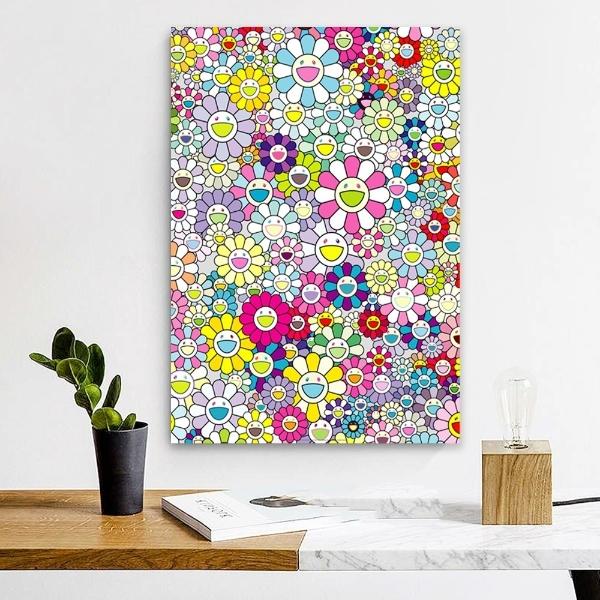 Arte De Takashi Murakami Cuadro Canvas Flores Happy Flowers