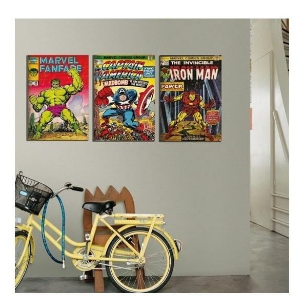 Cuadros De Superheroes Comics Retro Marvel En Lienzo Canvas
