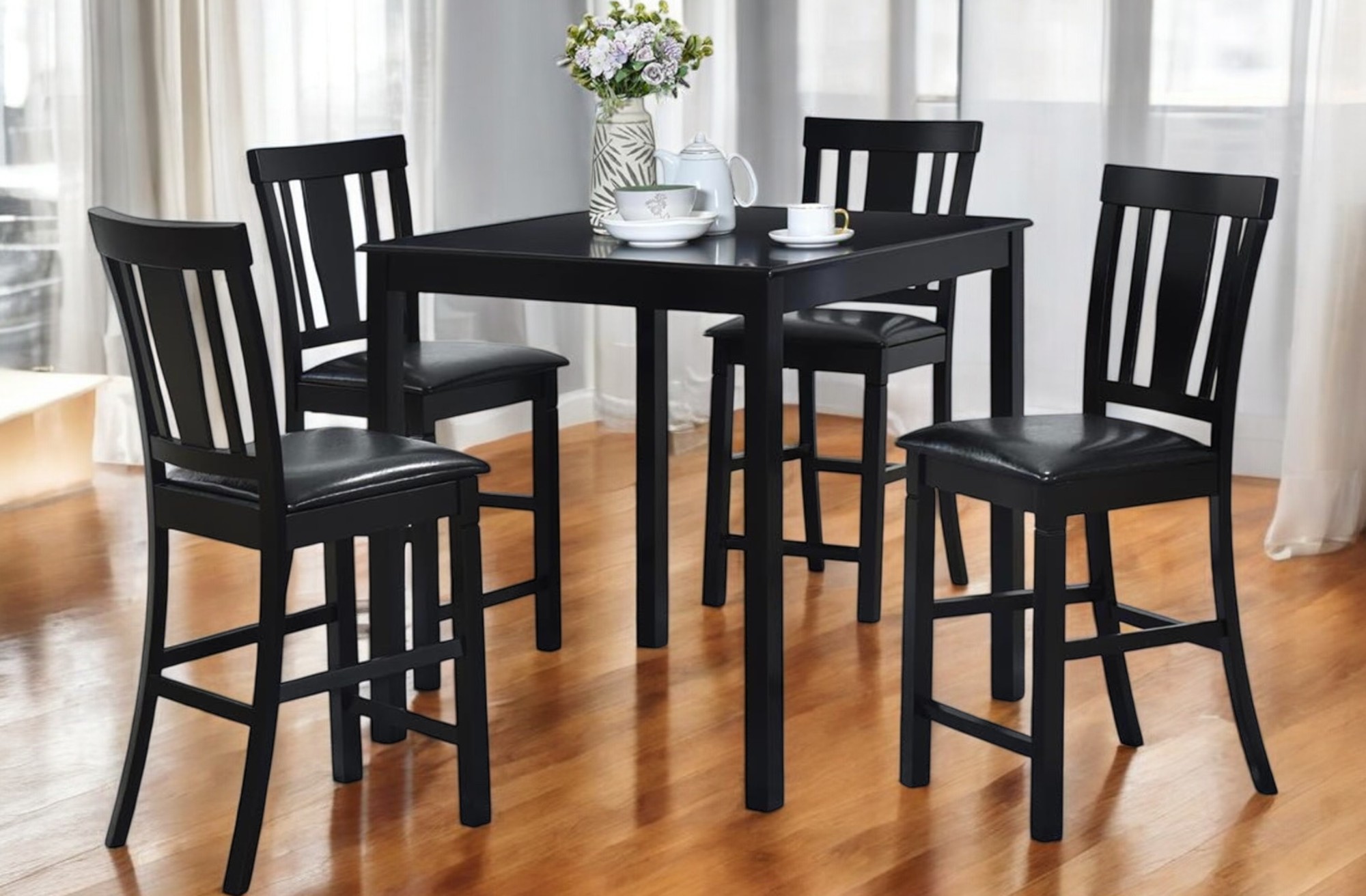 Comedor Axel Cuadrado Alto De 4 Sillas Madera Solida