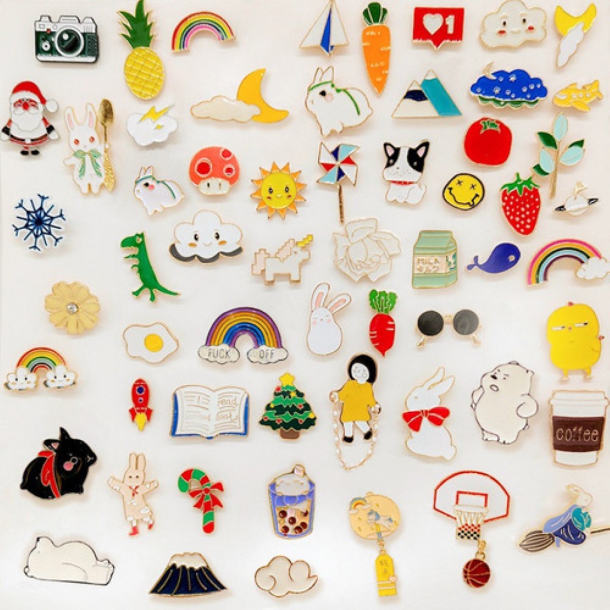 Paquete 20 Pines Pack Broches Metalicos Pines Kawaii Al Azar colores