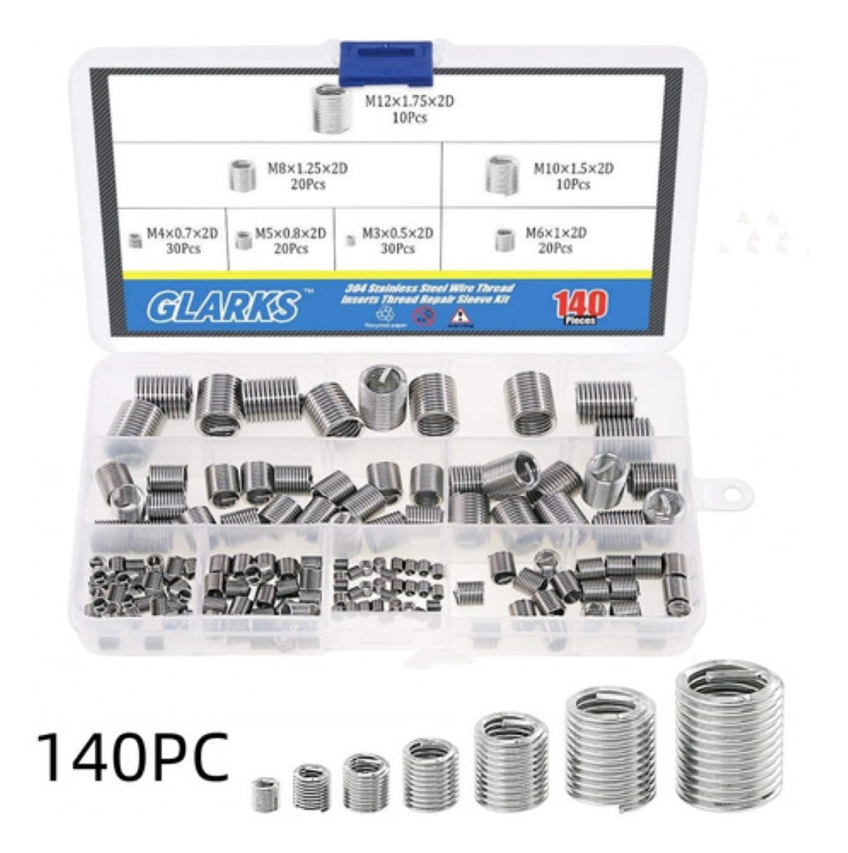 Insertos De Rosca 140 Piezas De Acero Inoxidable 304 Métrico plata