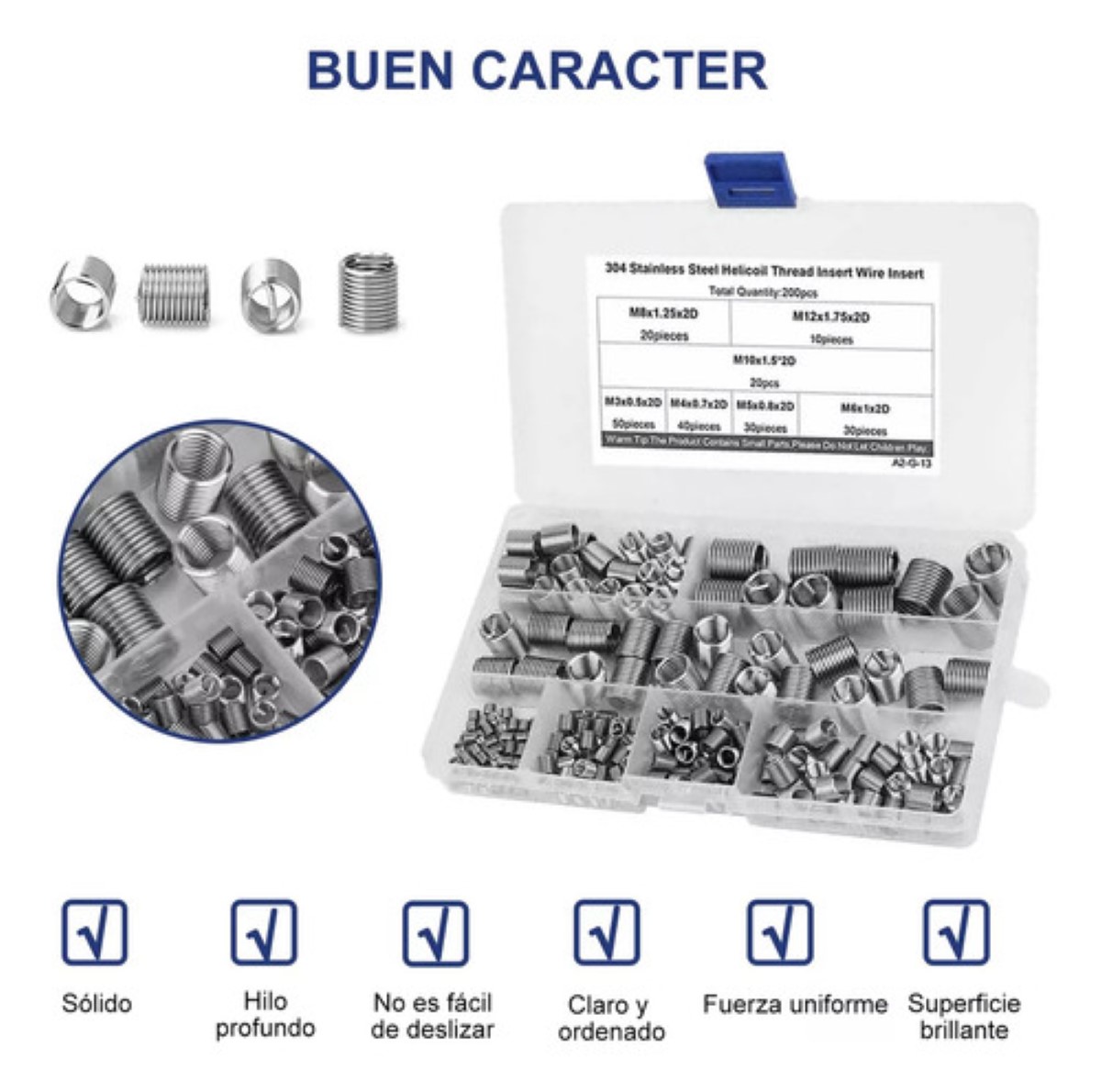 Insertos De Rosca 140 Piezas De Acero Inoxidable 304 Métrico plata