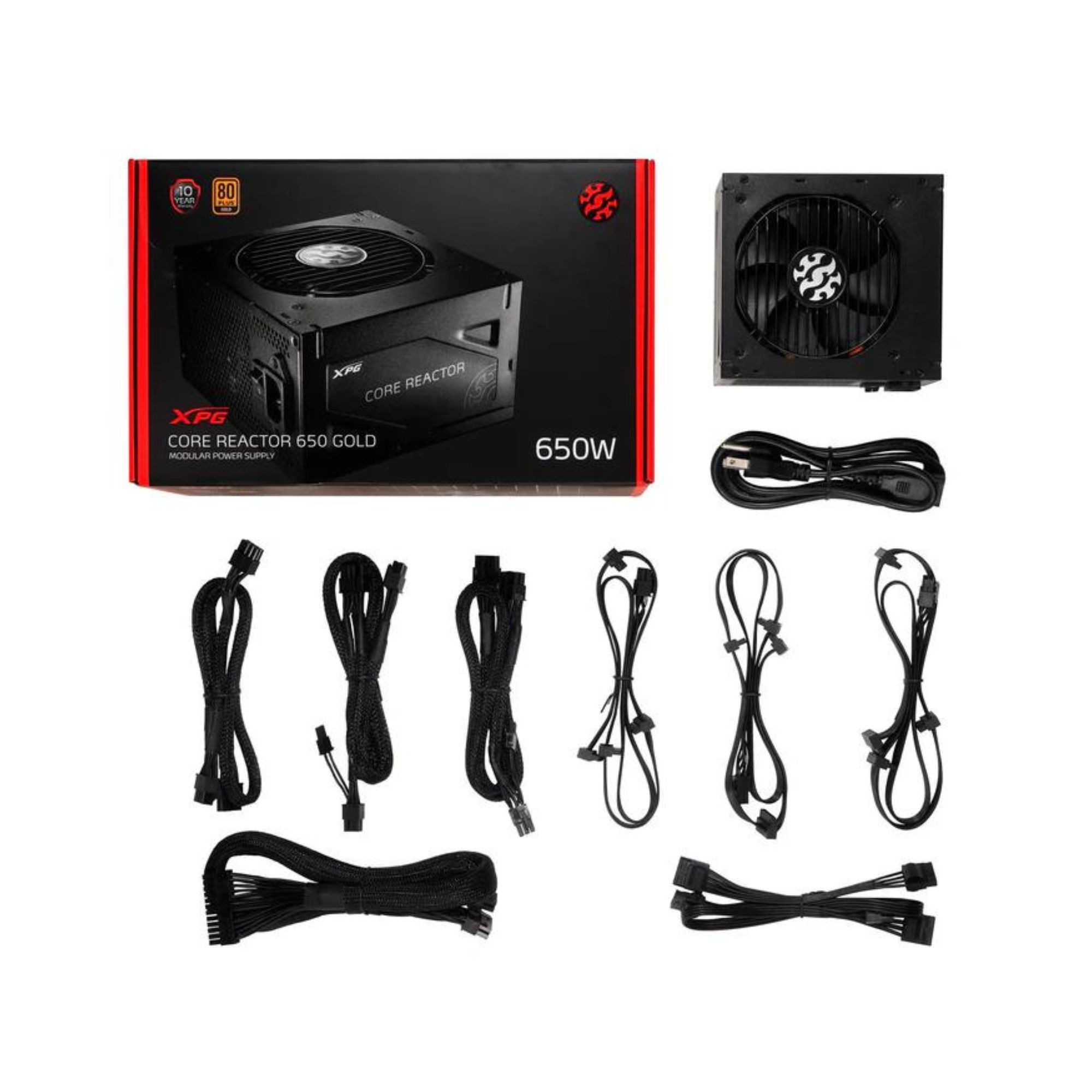 Fuente de poder XPG Core Reactor de 650 W, ATX, Modular, 80 Plus Gold, Negro