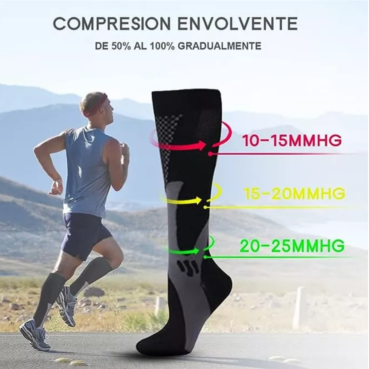 3par Medias Calcetas Compresión Deportiva Alivia Varices Negro Talla  S/M