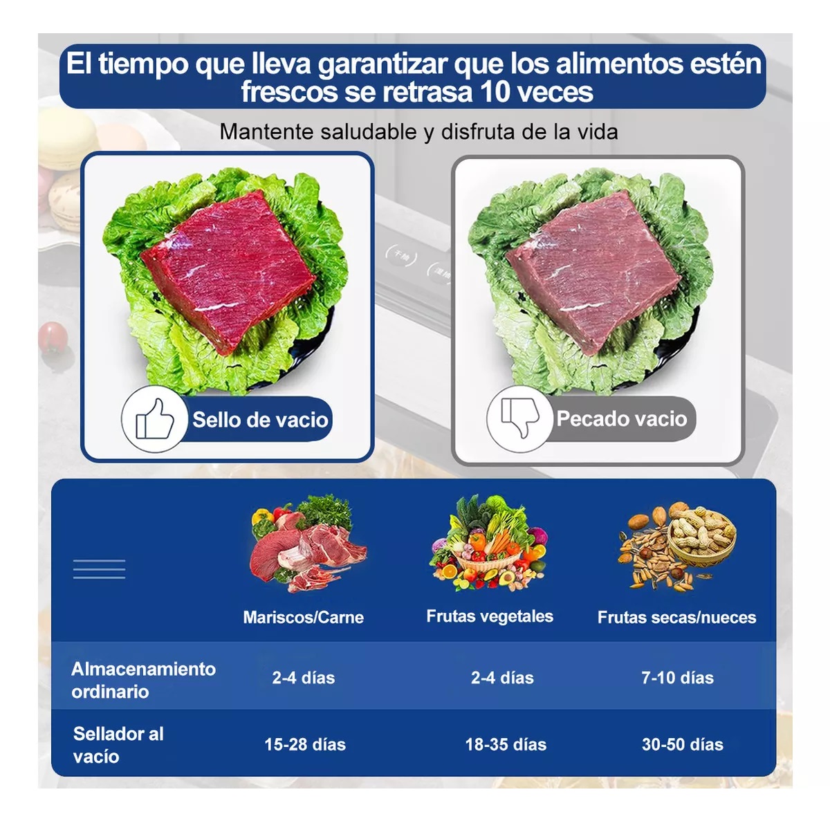 Envasadora Al Vacio 60 kpa Empacadora Automática Comida Con 30 Bolsas