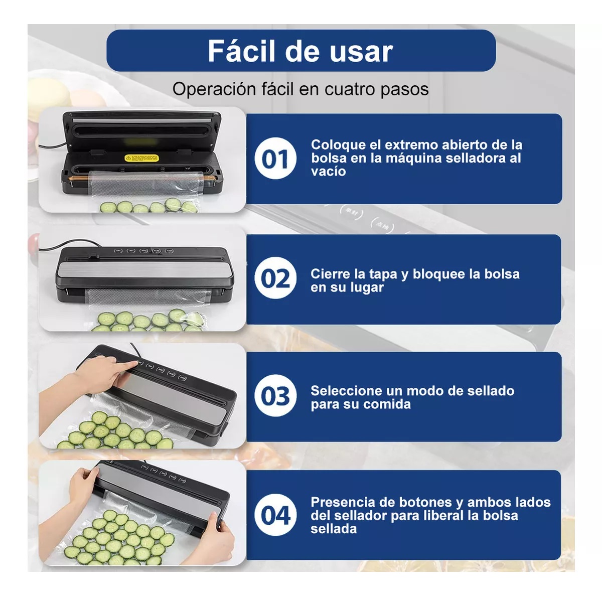 Envasadora Al Vacio 60 kpa Empacadora Automática Comida Con 30 Bolsas