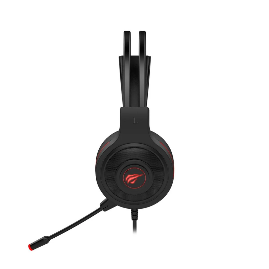 Audífonos Gamer HAVIT H2011D Over Ear con Micrófono, Luz LED Roja, Conexión 3.5mm + USB, Sonido Envolvente y Cancelación de Ruido