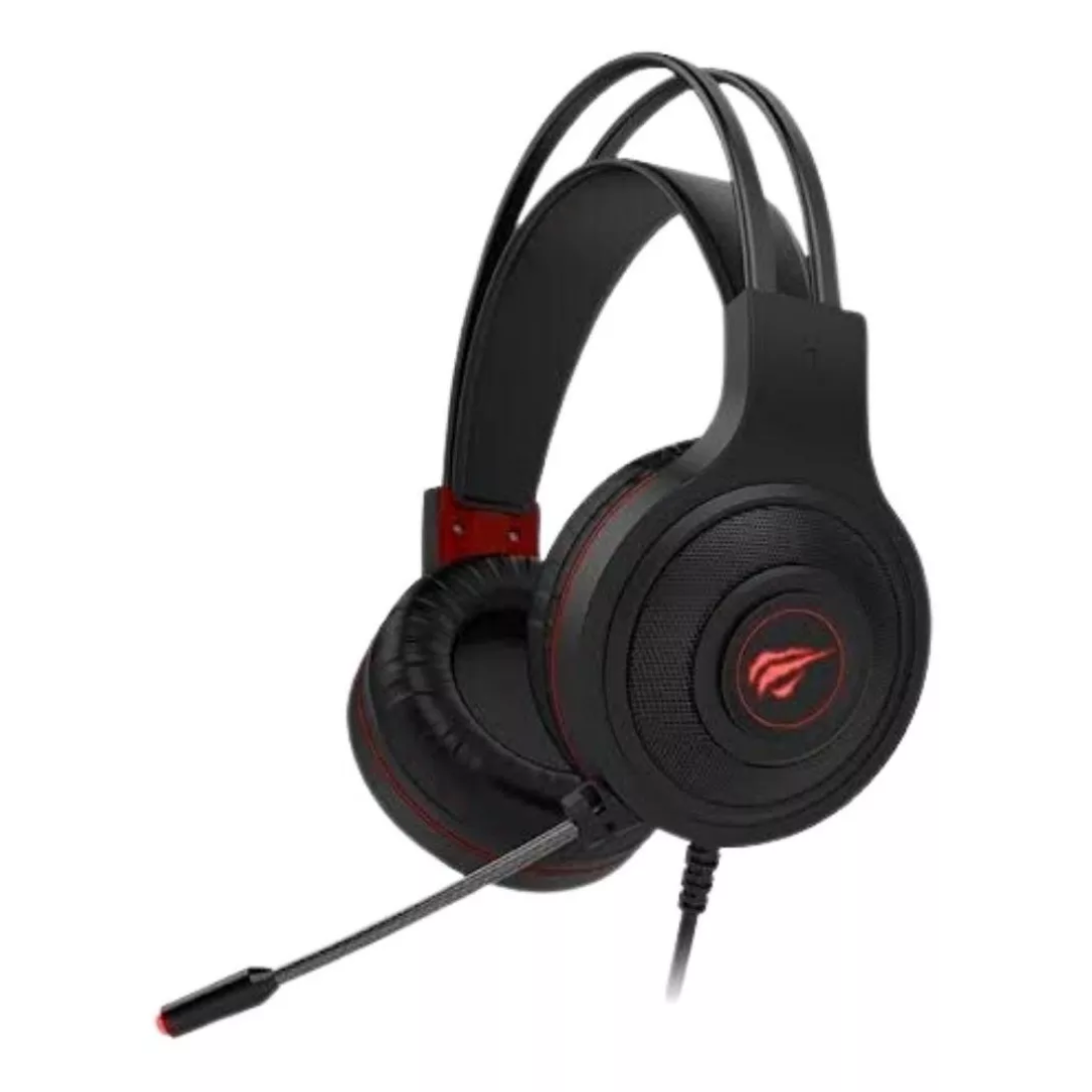 Audífonos Gamer HAVIT H2011D Over Ear con Micrófono, Luz LED Roja, Conexión 3.5mm + USB, Sonido Envolvente y Cancelación de Ruido