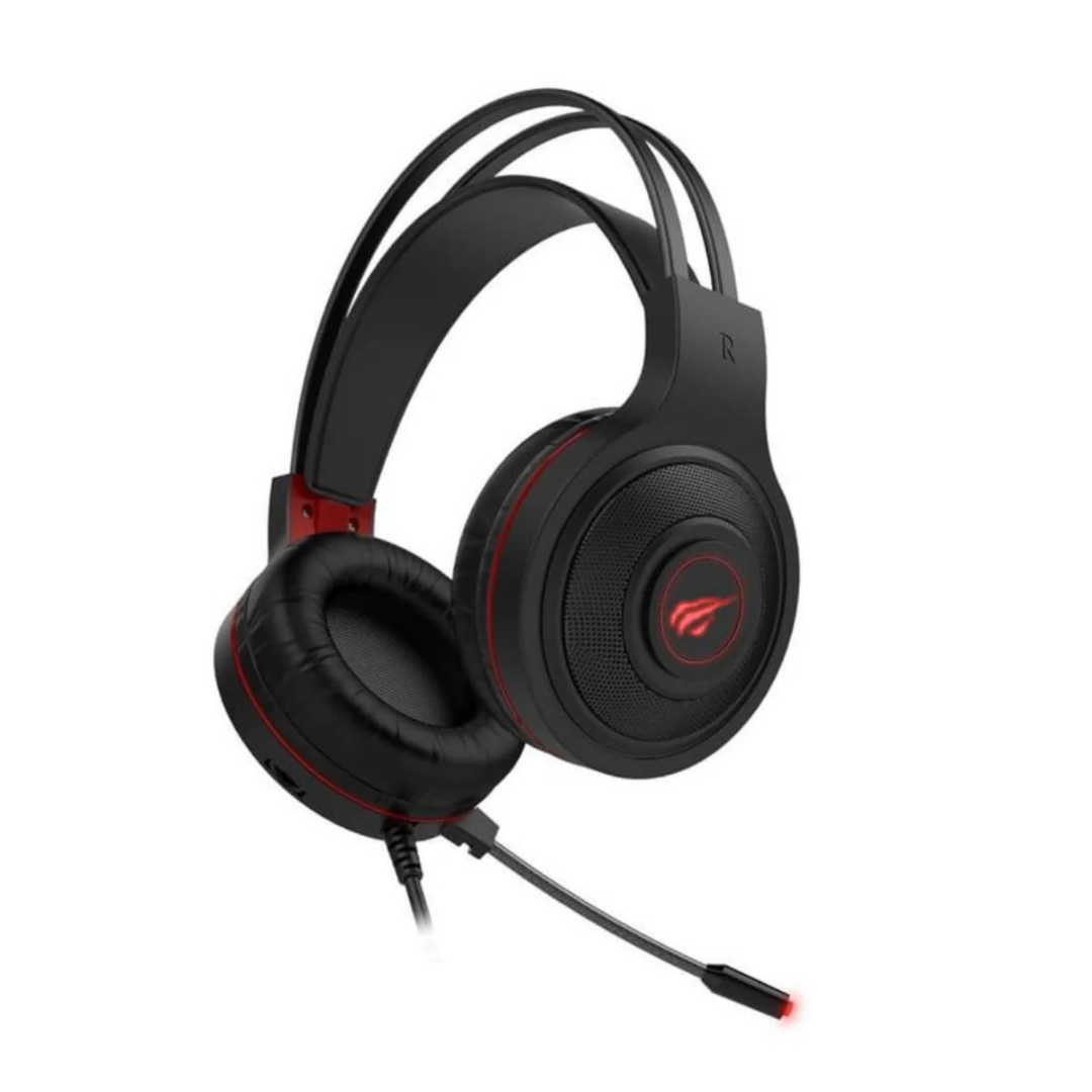 Audífonos Gamer HAVIT H2011D Over Ear con Micrófono, Luz LED Roja, Conexión 3.5mm + USB, Sonido Envolvente y Cancelación de Ruido