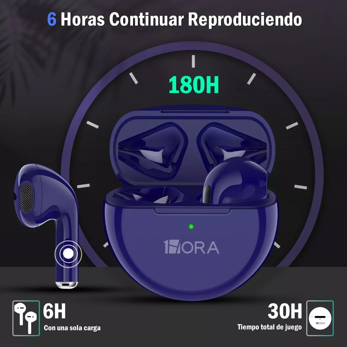 Auriculares in-ear inalámbricos Bluetooth Manos Libres 1Hora
