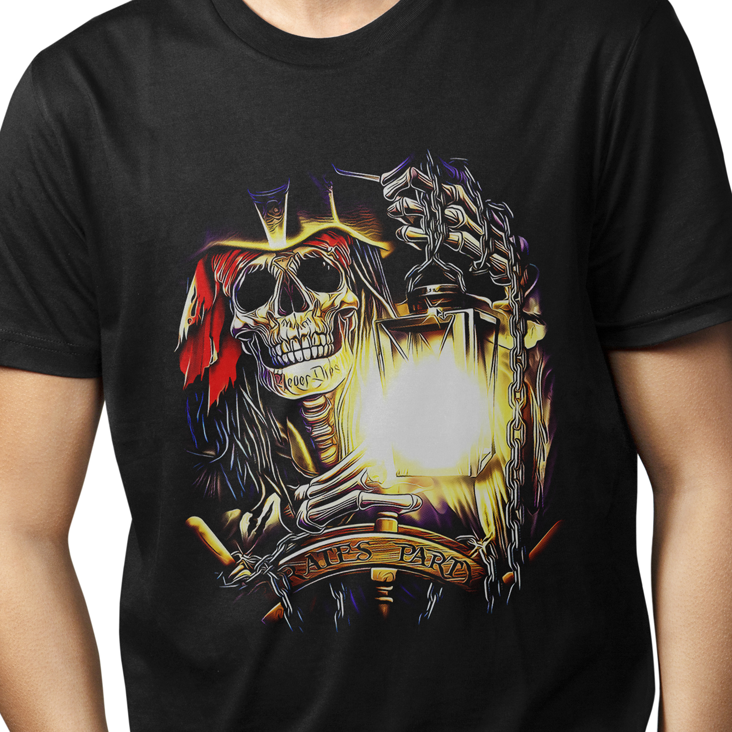 Playera para hombre Arte Calavera Pirata Luces Urban Art XOLO