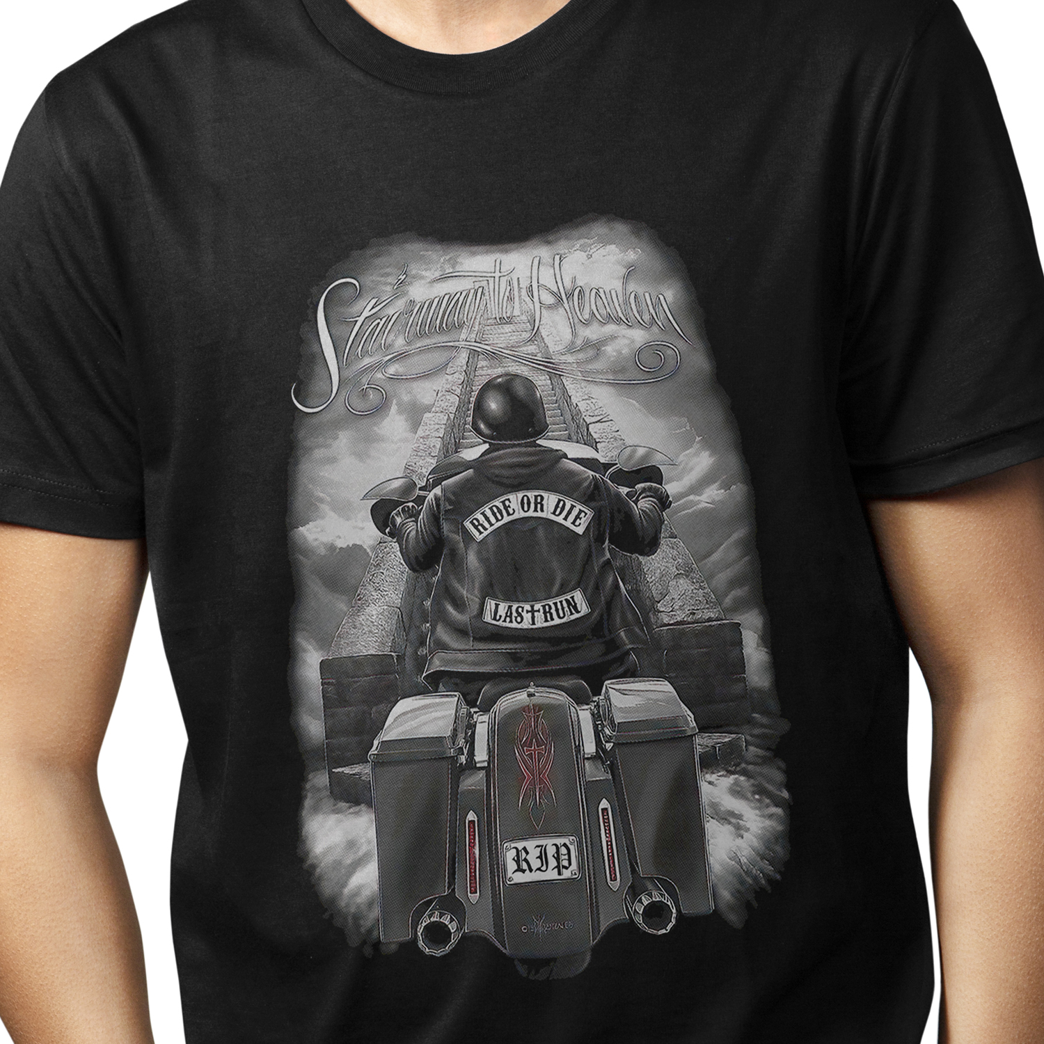 Playera para hombre Motocicleta Heaven Ride or Die Biker XOLO