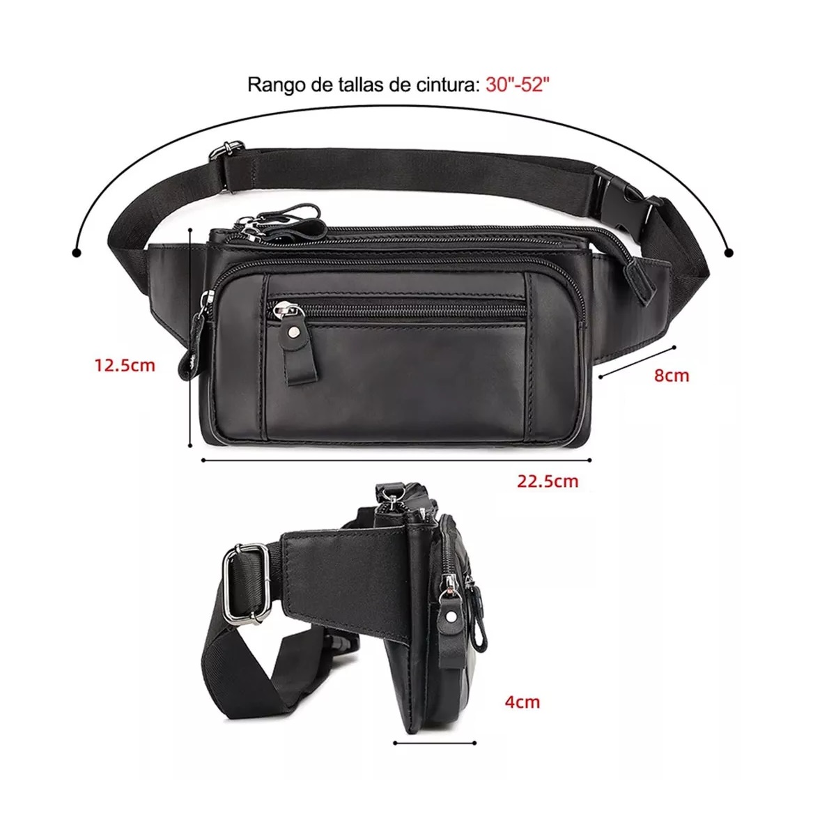Riñonera Deportiva Accesorios Hombre Multiusos Piel Adultos