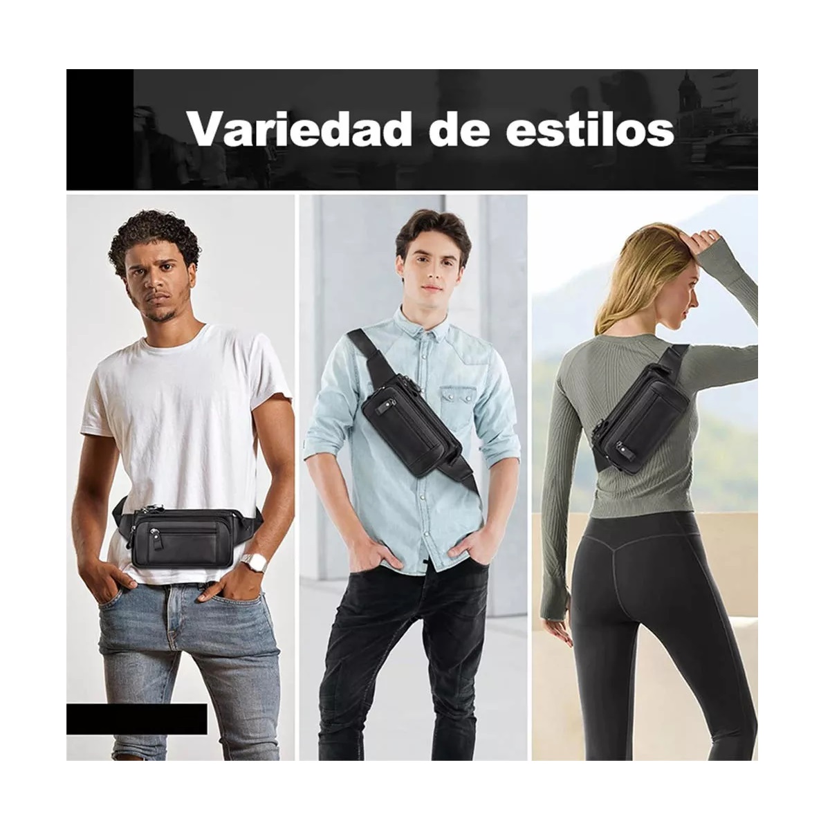 Riñonera Deportiva Accesorios Hombre Multiusos Piel Adultos