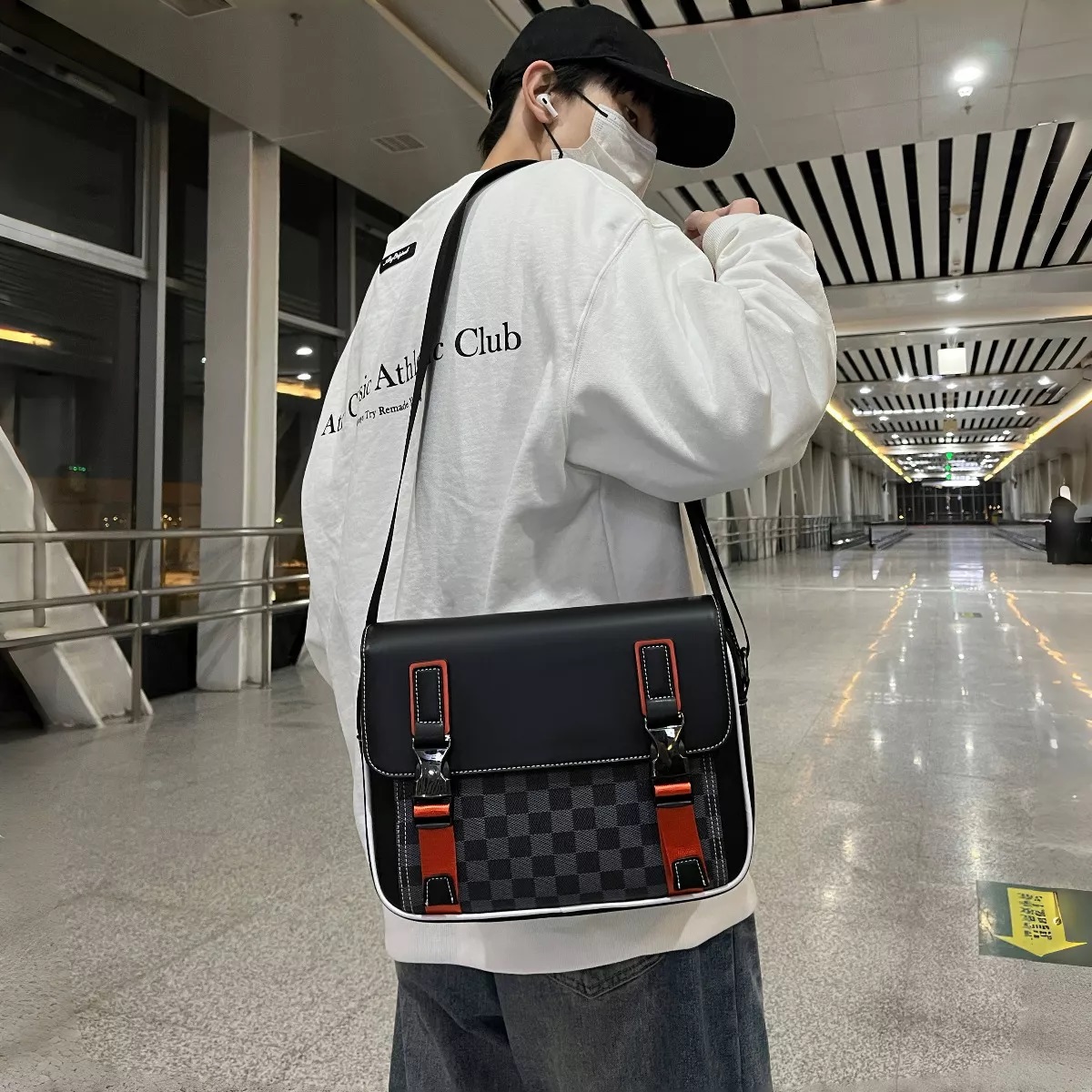 Bolso Bandolera A Cuadros De Moda De Gran Capacidad