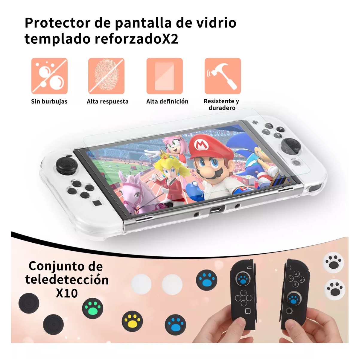 Kit De 35 Accesorios Funda Para Nintendo Switch Oled Estuche Blanco