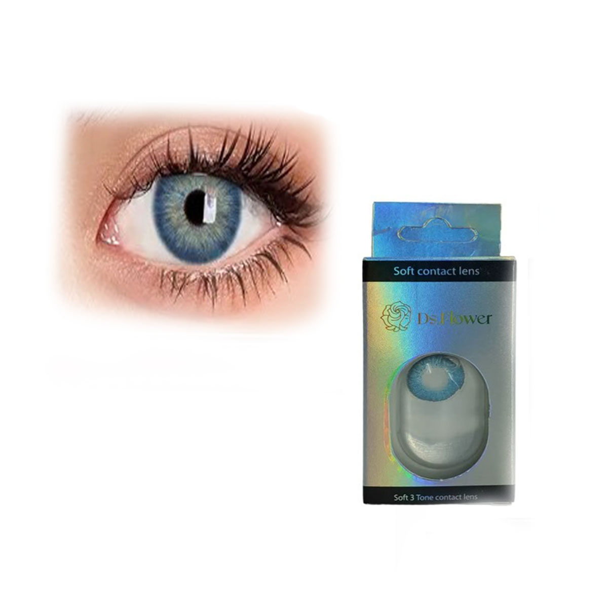 Par de pupilentes de colores DS flower Azul DM 