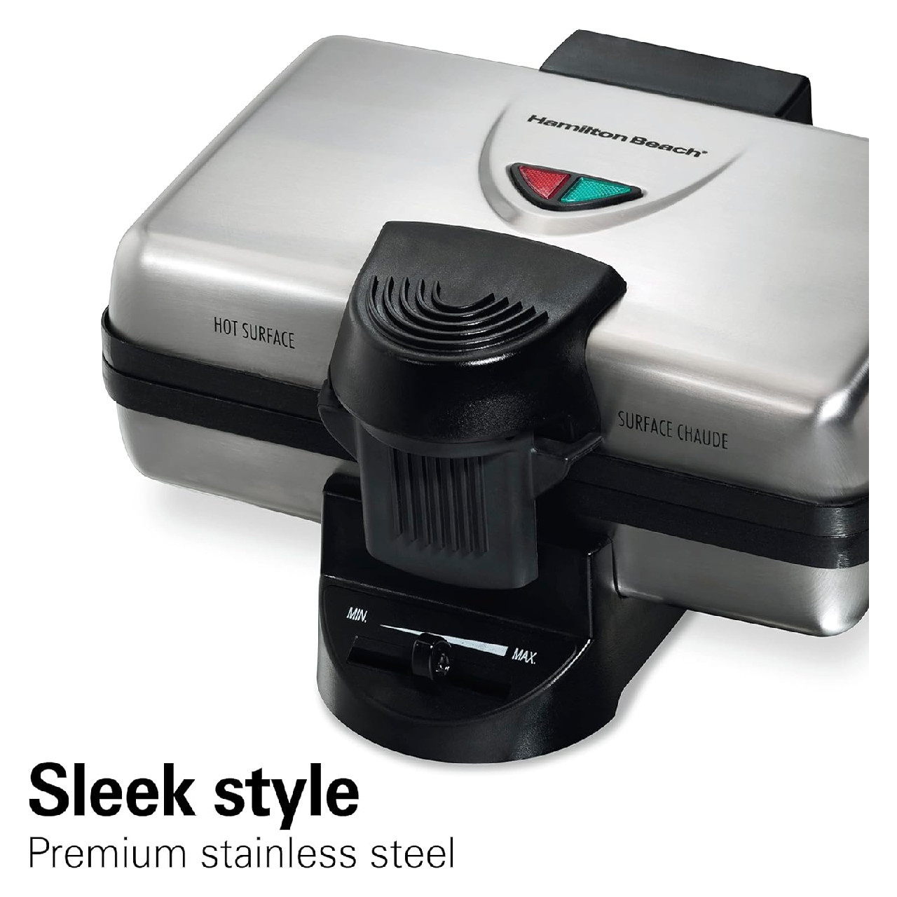 Waflera estilo Belga Hamilton Beach Antiadherente 700W Plata