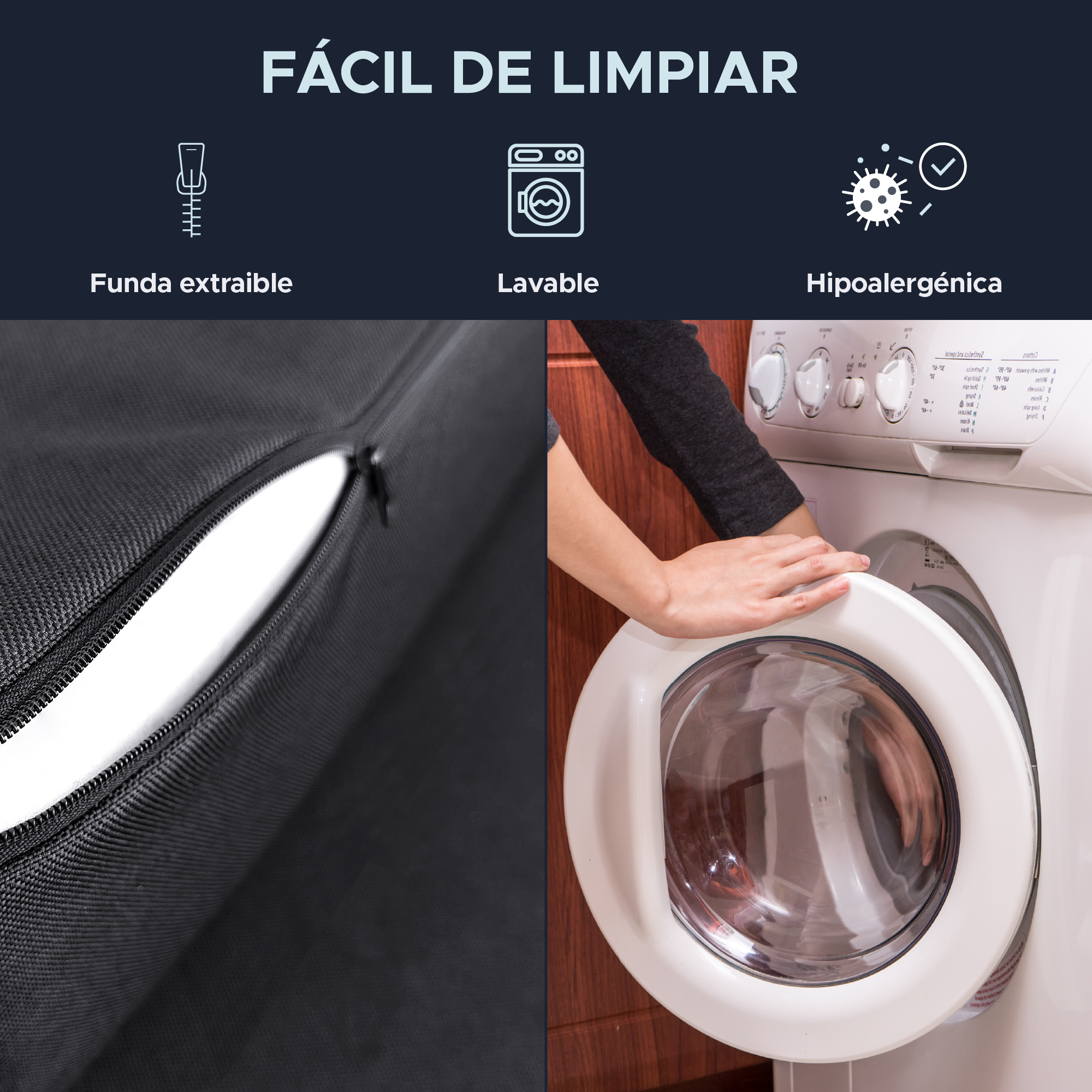 Sofá Cama Individual 3 En 1 Sky Care Color Negro