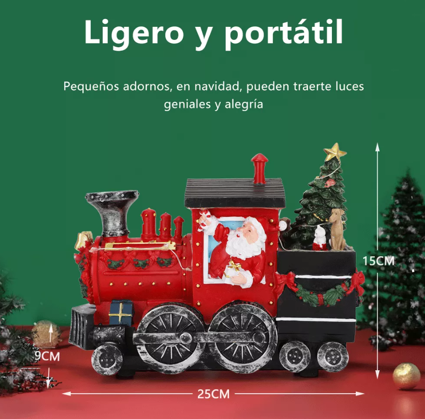 Villa Navidad Santa En Tren Escena Navideña Con Luz Led
