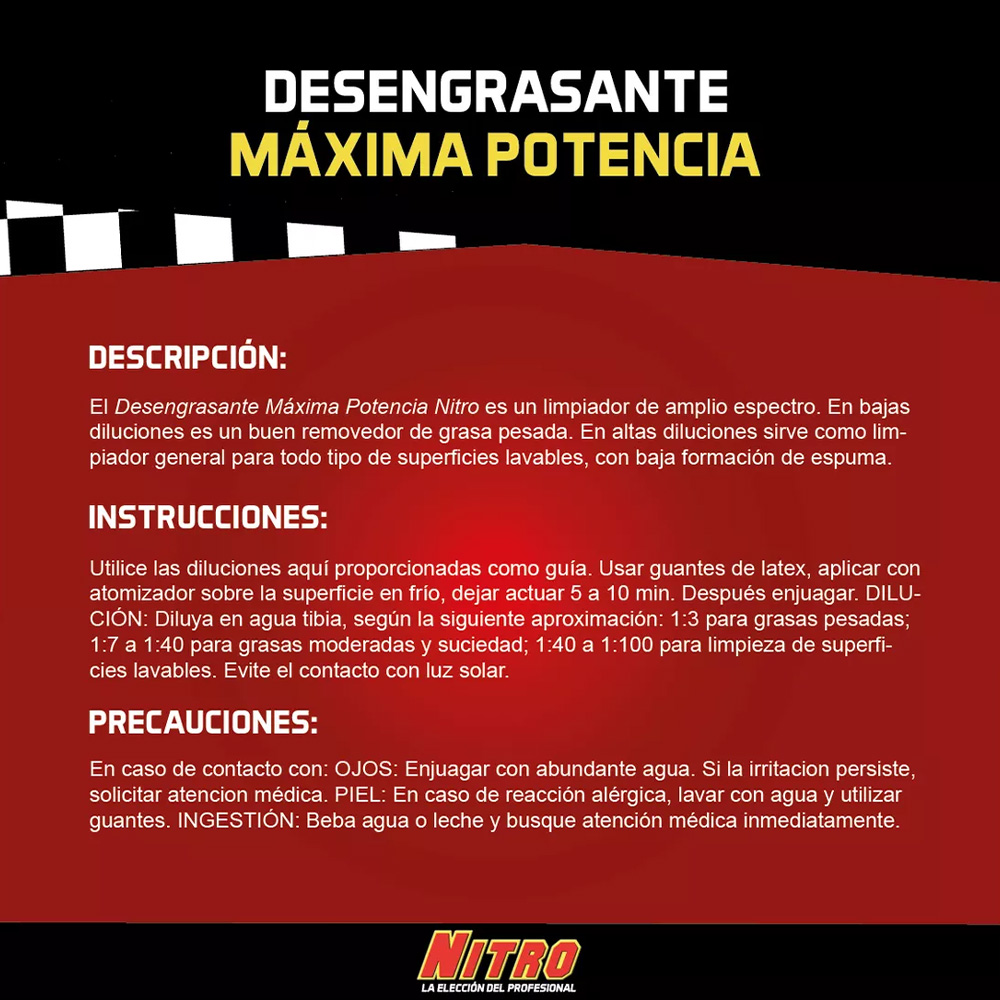 Nitro Desengrasante Máxima Potencia 4 Litros