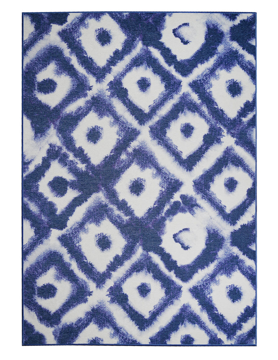 Tapete Alfombra Decorativo Lavable Shibori Geométrica Diamante Azul - Fine Art Tj