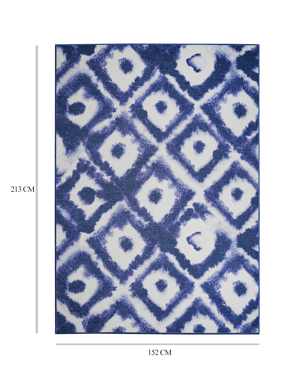 Tapete Alfombra Decorativo Lavable Shibori Geométrica Diamante Azul - Fine Art Tj
