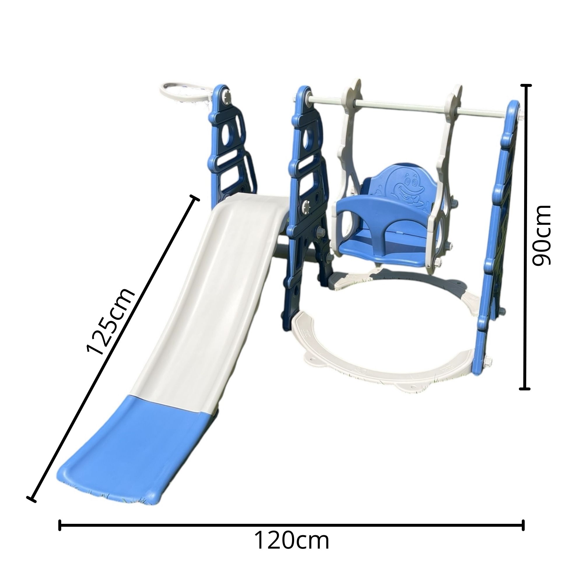 Resbaladilla Infantil con Tobogán Columpio para Bebe Con Canasta De Baloncesto Color Azul- Segos