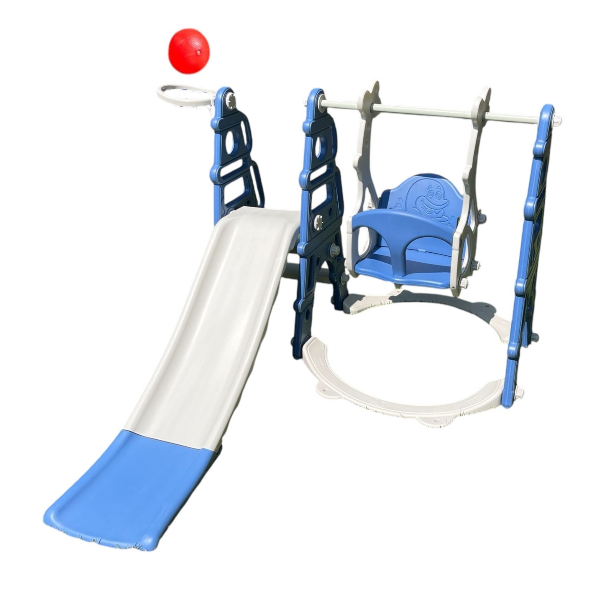 Resbaladilla Infantil con Tobogán Columpio para Bebe Con Canasta De Baloncesto Color Azul- Segos