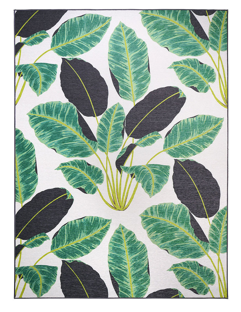 Tapete Alfombra Decorativo Lavable Hojas de Selva Tropical Esmeralda - Fine Art Tj