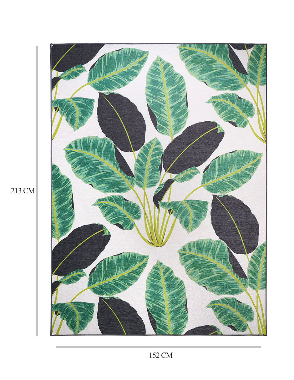 Tapete Alfombra Decorativo Lavable Hojas de Selva Tropical Esmeralda - Fine Art Tj