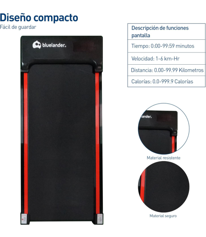 Caminadora walking pad bluelander electrica control remoto ajustable 