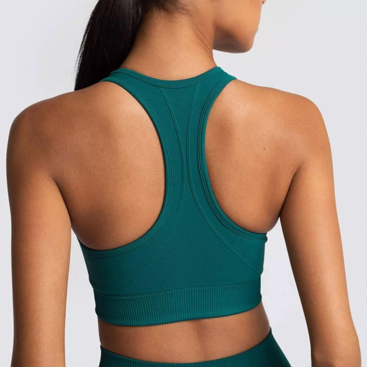 Leggins Levanta Gluteos + Bra Conjunto Licra Deportivo Mujer Verde Oscuro Talla M