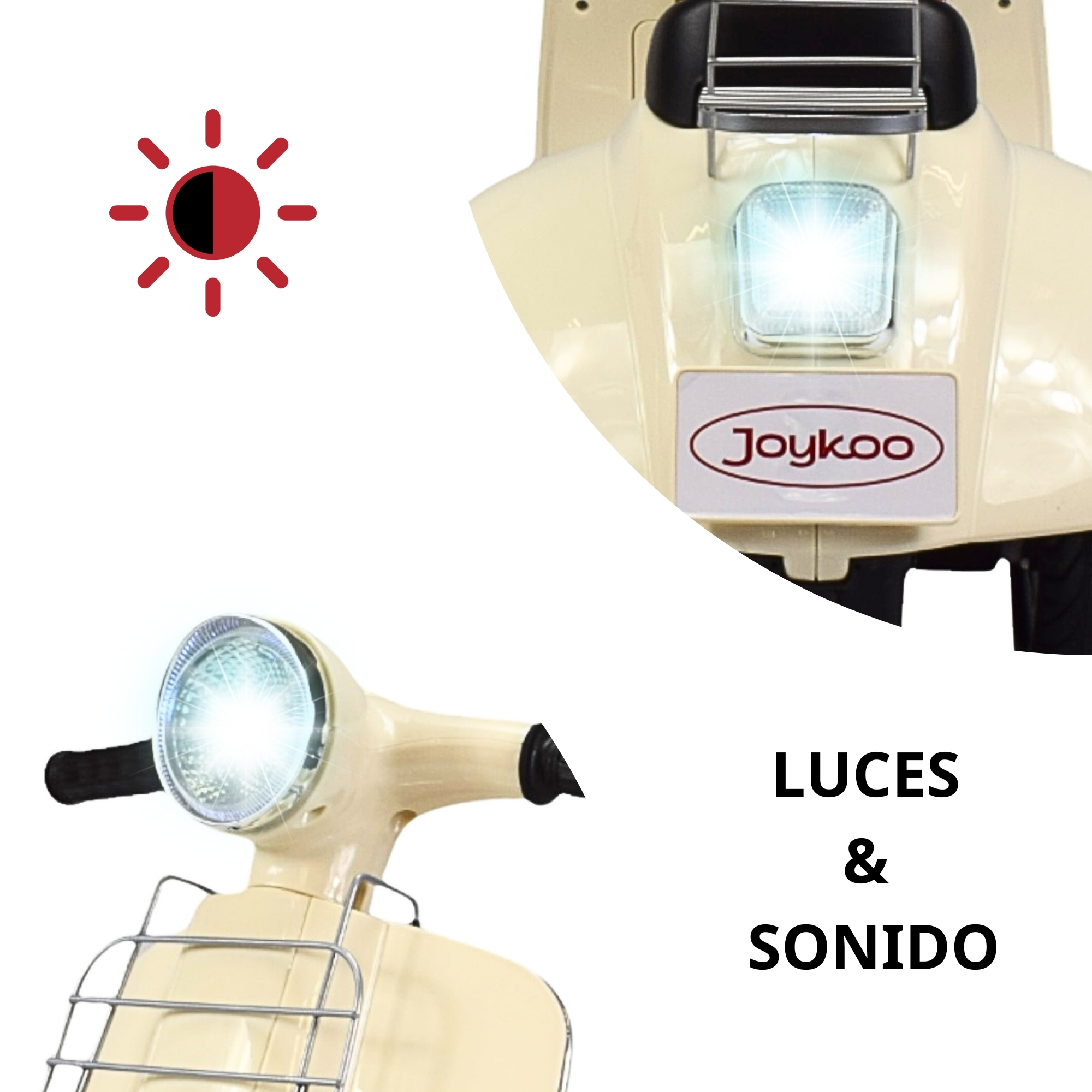 Motocicleta Montable Electrica Doble Asiento Sonido Luz Led 6v - BEIGE 