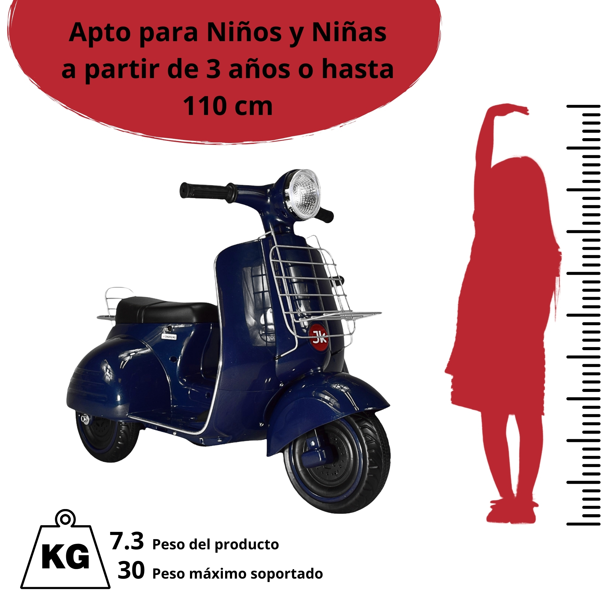 Motocicleta Montable Electrica Doble Asiento Sonido Luz Led 6v - AZUL