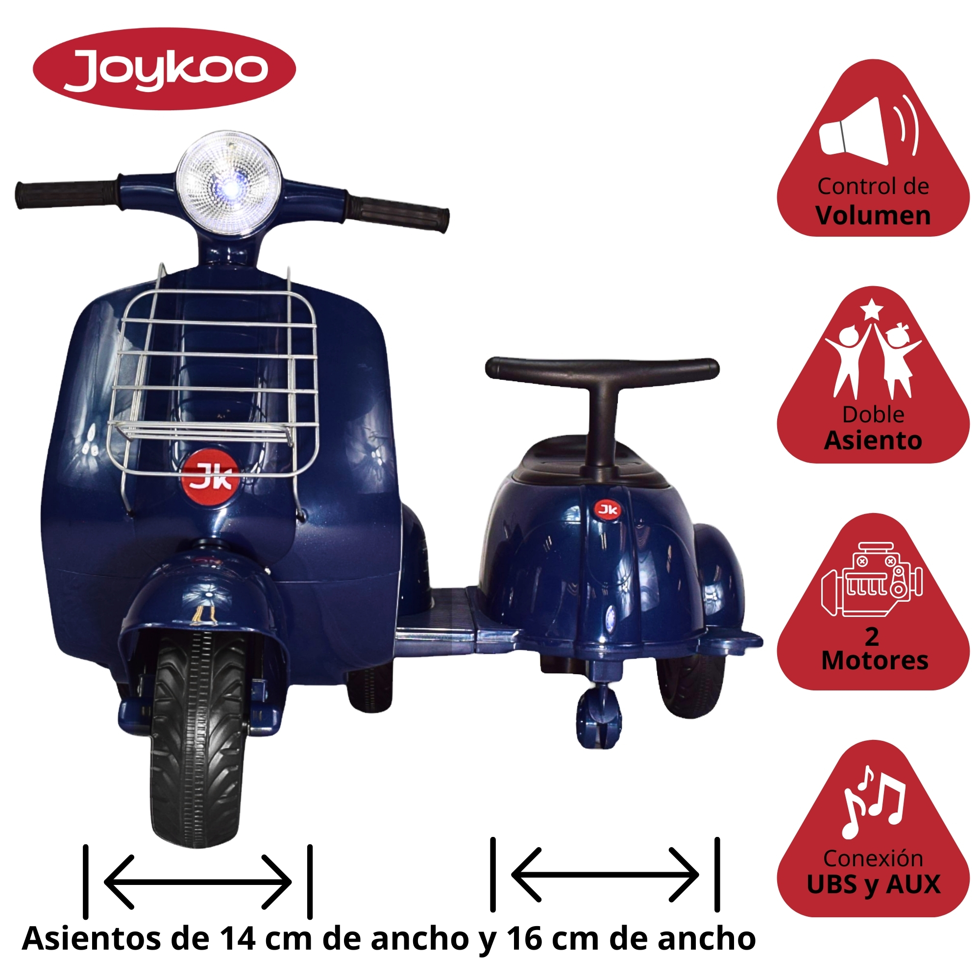 Motocicleta Montable Electrica Doble Asiento Sonido Luz Led 6v - AZUL