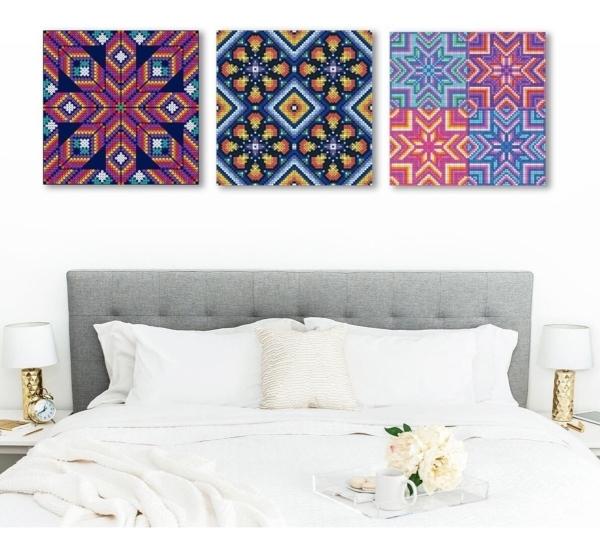 Cuadros Decorativos Arte Mexicano Huichol En Canvas De Algodón Con Bastidor Reforzado 2 Variantes A Elegir