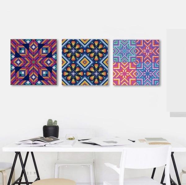 Cuadros Decorativos Arte Mexicano Huichol En Canvas De Algodón Con Bastidor Reforzado 2 Variantes A Elegir