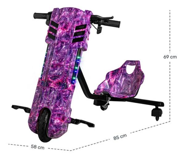 Crazy Kart Triciclo Electrico Niños Drifter Giro 360 +8 Años Morado E-Be