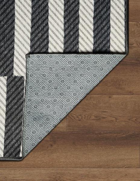 Tapete Alfombra Decorativo Lavable Tratti Offset Stripe Negro Crema - Fine Art Tj