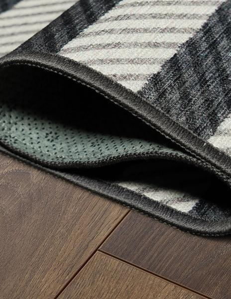 Tapete Alfombra Decorativo Lavable Tratti Offset Stripe Negro Crema - Fine Art Tj
